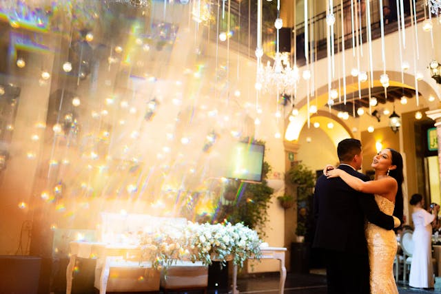 Bride walking towards the altar with her dad