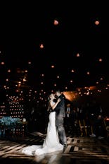 Newly married couple dancing the waltz at their wedding