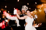 Just married dancing at the wedding party at Hacienda Santa Lucia