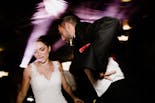 Just married dancing at the wedding party at Hacienda Santa Lucia